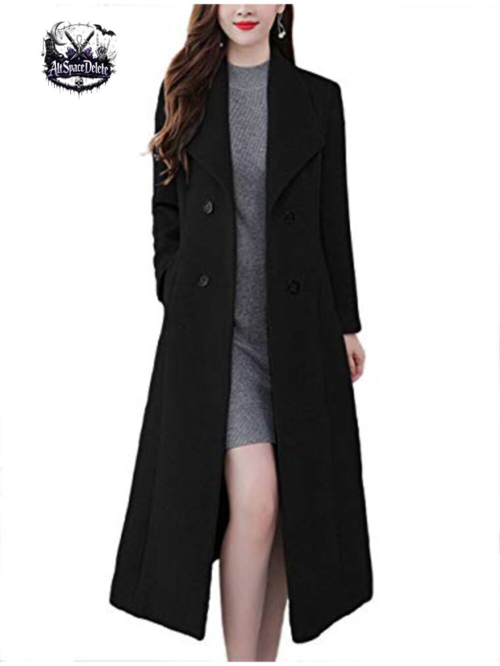 Wool Blend Maxi Pea Coat Shawl Collar Double Breasted Winter Overcoat